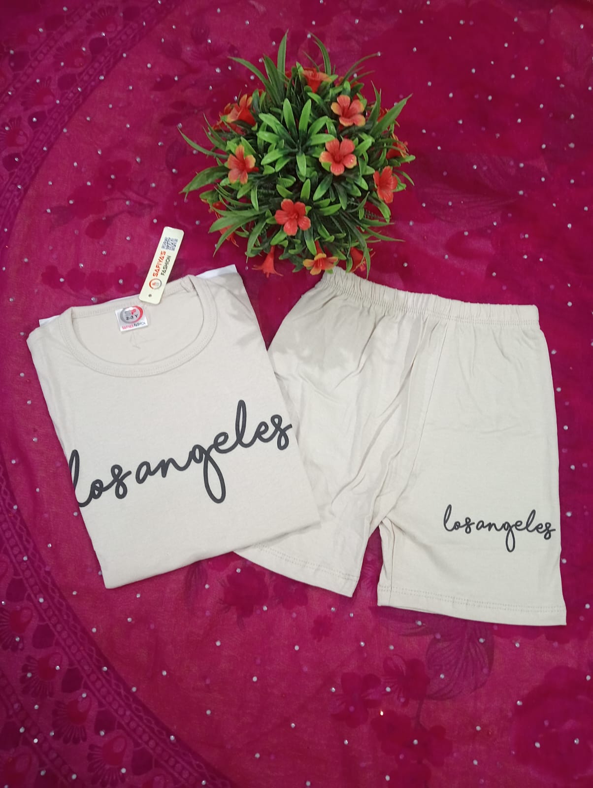 Los Angeles” Minimal Printed Girls Nightwear Set